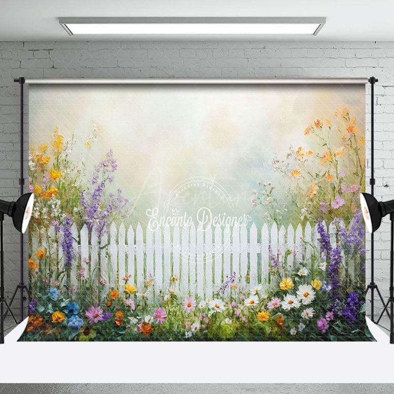 Aperturee - Aperturee Grassland Floor Fence Floral Spring Combo Set Backdrop