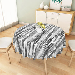 Aperturee - Aperturee Gray Abstract Brushstroke Stripe Round Tablecloth for Modern Minimalist and Industrial Style Decor