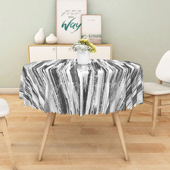 Aperturee - Aperturee Gray Abstract Brushstroke Stripe Round Tablecloth for Modern Minimalist and Industrial Style Decor