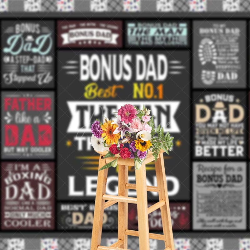 Aperturee - Aperturee Gray Fun Stickers Plaid Happy Fathers Day Backdrop