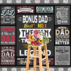 Aperturee - Aperturee Gray Fun Stickers Plaid Happy Fathers Day Backdrop