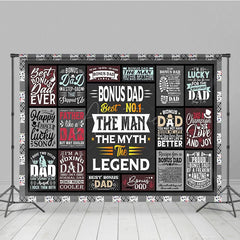 Aperturee - Aperturee Gray Fun Stickers Plaid Happy Fathers Day Backdrop