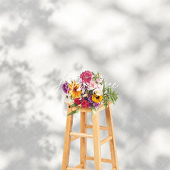 Aperturee - Aperturee Gray Tree Shadow White Cement Wall Photo Backdrop