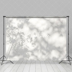 Aperturee - Aperturee Gray Tree Shadow White Cement Wall Photo Backdrop