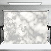 Aperturee - Aperturee Gray Tree Shadow White Cement Wall Photo Backdrop