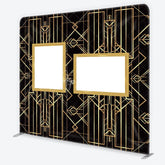 Lofaris Great Gatsby Photo Wall Frame Tension Fabric Backdrop Art Deco Black and Gold Geometric Lines 1920s Party Decor