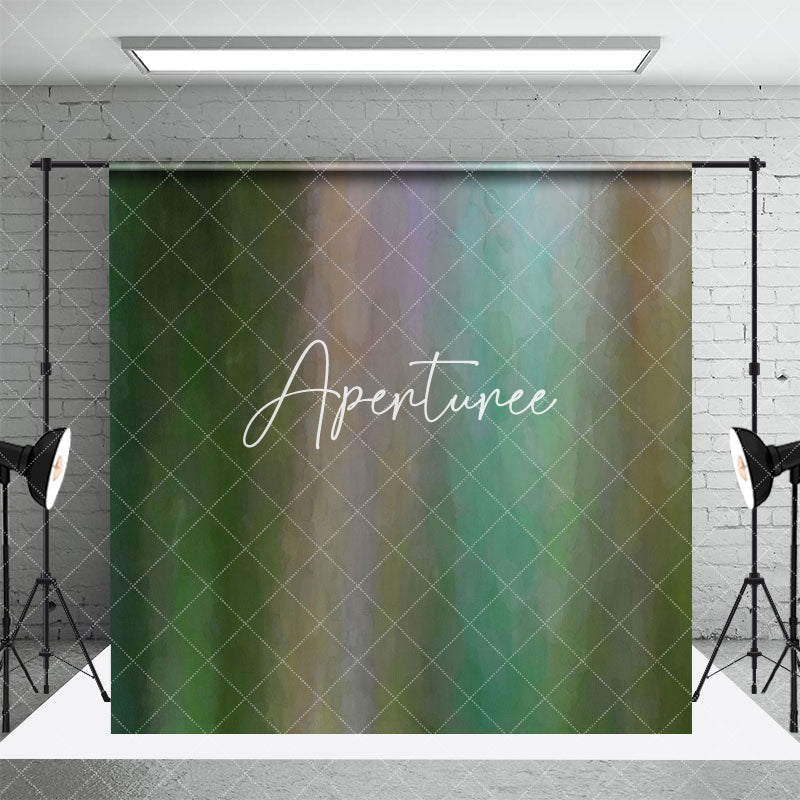 Aperturee - Aperturee Green Abstract Rainbow Pattern Room Set Backdrop