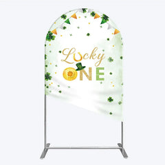 Aperturee - Aperturee Green and Gold Lucky ONE St. Patrick’s Day Arch Backdrop Kit Shamrock First Birthday Party Decor
