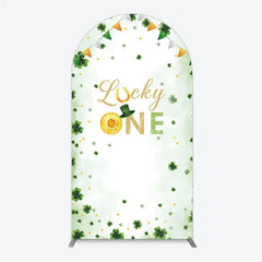 Aperturee - Aperturee Green and Gold Lucky ONE St. Patrick’s Day Arch Backdrop Kit Shamrock First Birthday Party Decor