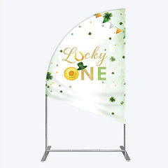 Aperturee - Aperturee Green and Gold Lucky ONE St. Patrick’s Day Half Moon Arch Backdrop Kit Shamrock First Birthday Party Decor