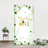 Aperturee - Aperturee Green and Gold Lucky ONE St. Patrick’s Day Rectangle Backdrop Kit Shamrock First Birthday Party Decor