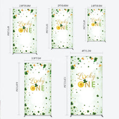 Aperturee - Aperturee Green and Gold Lucky ONE St. Patrick’s Day Rectangle Backdrop Kit Shamrock First Birthday Party Decor