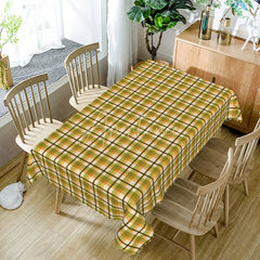 Aperturee - Aperturee Green and Orange Plaid Rectangle Tablecloth Classic Tartan Grid Pattern Fall Picnic Rustic Kitchen Dining Room Decor