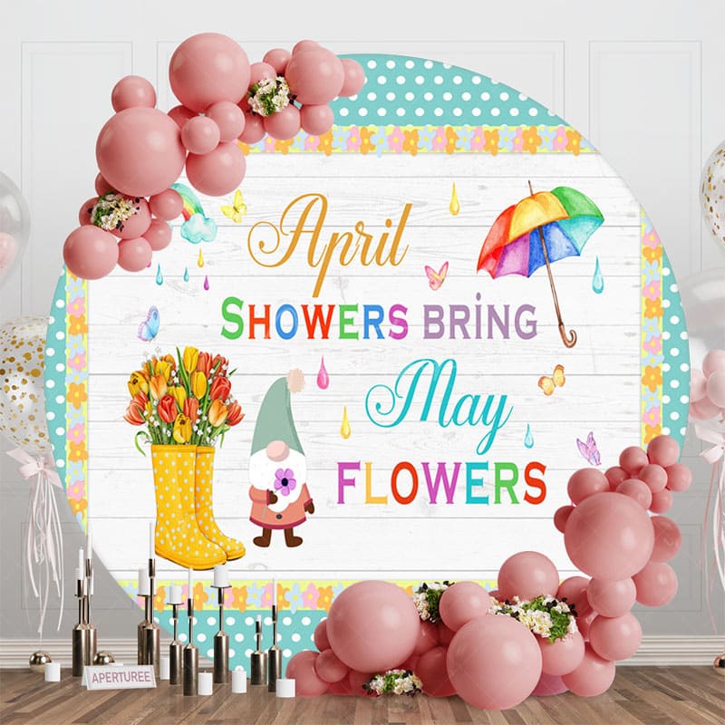 Aperturee - Aperturee Green April Showers Bring May Flowers Round Backdrop