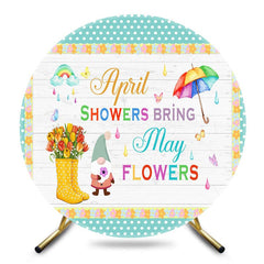 Aperturee - Aperturee Green April Showers Bring May Flowers Round Backdrop