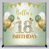 Aperturee - Aperturee Green Balloons Glitter Custom 18 Birthday Backdrop