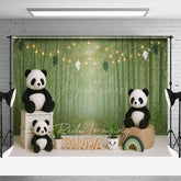 Aperturee - Aperturee Green Bamboo Forest Birthday Cake Smash Backdrop