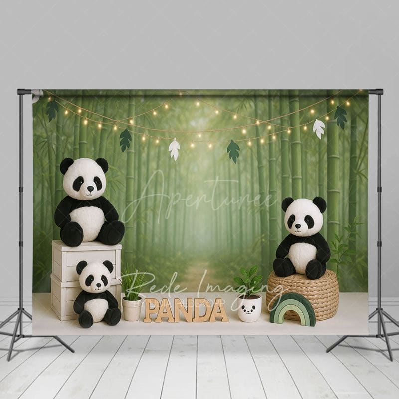 Aperturee - Aperturee Green Bamboo Forest Birthday Cake Smash Backdrop