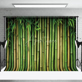 Aperturee - Aperturee Green Bamboo Forest Leaves Spring Scene Backdrop