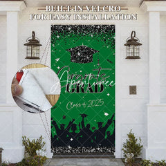 Aperturee - Aperturee Green Black Glitter Congrats 2025 Grad Door Cover