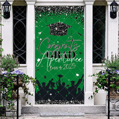 Aperturee - Aperturee Green Black Glitter Congrats 2025 Grad Door Cover