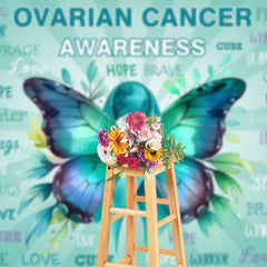 Aperturee - Aperturee Green Butterfly Ovaroian Cancer Awareness Backdrop