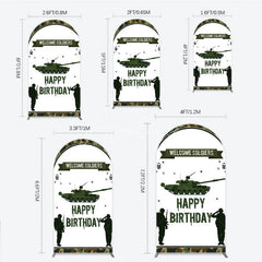 Aperturee - Aperturee Green Camouflage Army Tank Arch Backdrop Kit Welcome Soldiers Happy Birthday Party Decor
