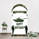 Aperturee - Aperturee Green Camouflage Army Tank Arch Backdrop Kit Welcome Soldiers Happy Birthday Party Decor