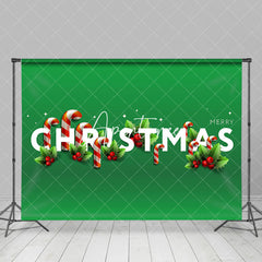 Aperturee - Aperturee Green Candy Cane Leaves Fruit Christmas Backdrop