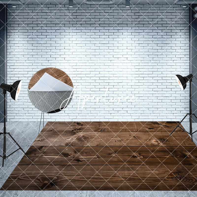 Aperturee - Aperturee Green Christmas Wall Fireplace Bear Room Set Backdrop