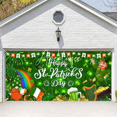 Aperturee - Aperturee Green Clover Happy St Patricks Day Garage Door Banner