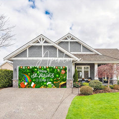 Aperturee - Aperturee Green Clover Happy St Patricks Day Garage Door Banner