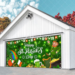 Aperturee - Aperturee Green Clover Happy St Patricks Day Garage Door Banner
