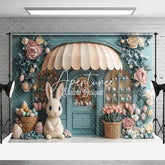 Aperturee - Aperturee Green Eggs Store Bunny Floral Easter Photo Backdrop