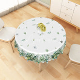 Aperturee - Aperturee Green Eucalyptus Leaf Round Tablecloth Watercolor Greenery Botanical Table Cover for Wedding