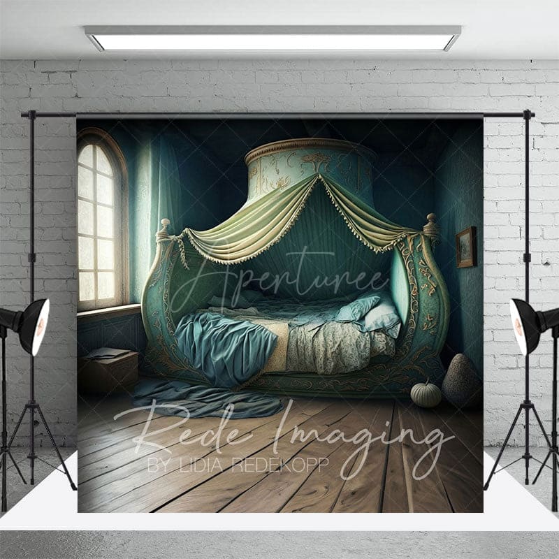 Aperturee - Aperturee Green Exotic Vibe Princess Bedroom Photo Backdrop