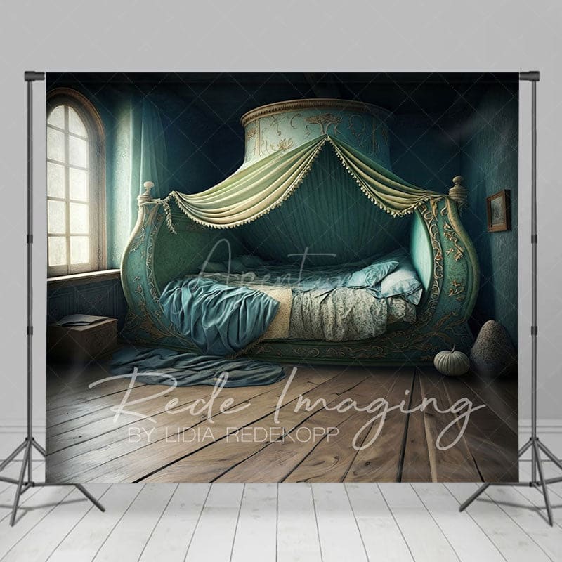 Aperturee - Aperturee Green Exotic Vibe Princess Bedroom Photo Backdrop