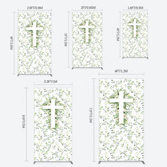 Aperturee - Aperturee Green Flower Cross God Bless Baptism Rectangle Backdrop