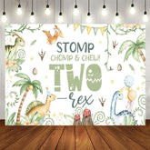 Aperturee - Aperturee Green Forest Dinosaur World Two Res Birthday Backdrop