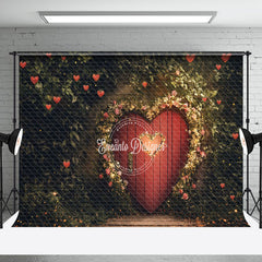 Aperturee - Aperturee Green Forest Heart Door Valentines Day Backdrop