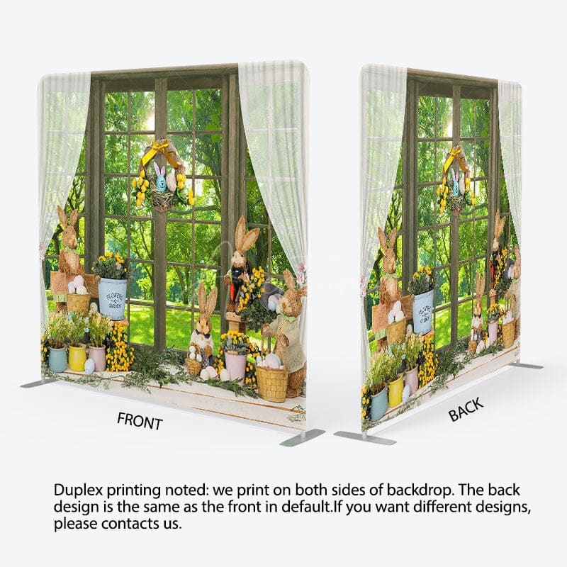 Aperturee - Aperturee Green Forest Rabbit Fabric Backdrop Cover for Easter