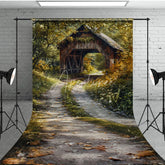 Aperturee - Aperturee Green Forest Summer Covered Bridge Sweep Backdrop