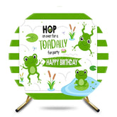 Aperturee - Aperturee Green Frogs Pond Cartoon Round Birthday Backdrop