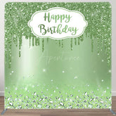 Aperturee Aperturee Green Glitter Diamonds Birthday Pillow Case Backdrop