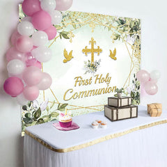 Aperturee - Aperturee Green God Dove Cross First Holy Communion Backdrop