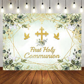 Aperturee - Aperturee Green God Dove Cross First Holy Communion Backdrop