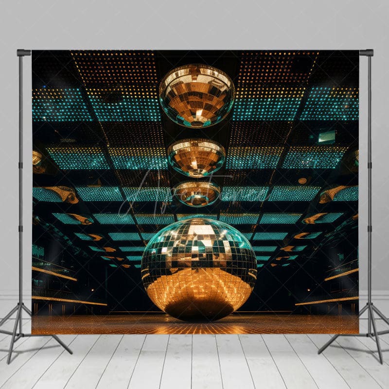 Aperturee - Aperturee Green Gold Crystal Balls Dance Hall Photo Backdrop