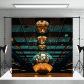 Aperturee - Aperturee Green Gold Crystal Balls Dance Hall Photo Backdrop