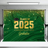 Aperturee - Aperturee Green Gold Glitter Congratulations Grad Backdrop
