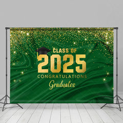 Aperturee - Aperturee Green Gold Glitter Congratulations Grad Backdrop
